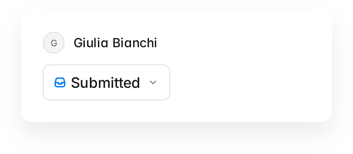 A submission from Giulia Bianchi with its status set to Submitted.